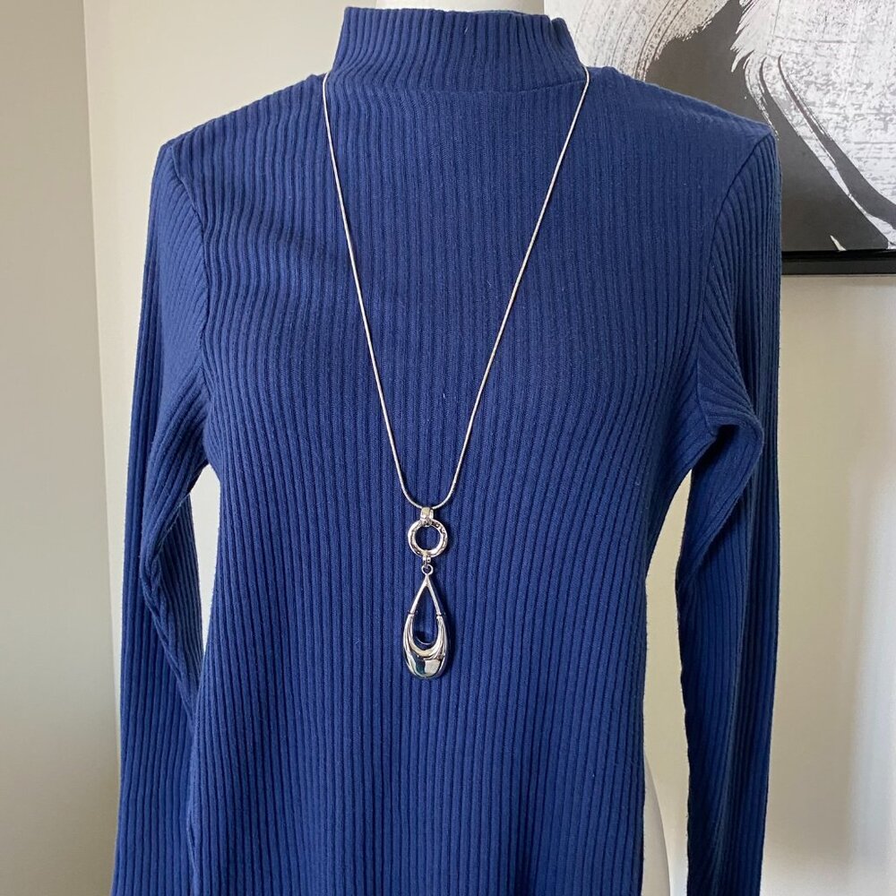 XS Dark Blue Express Mock Turtle Neck Lightweight Knit Sweater